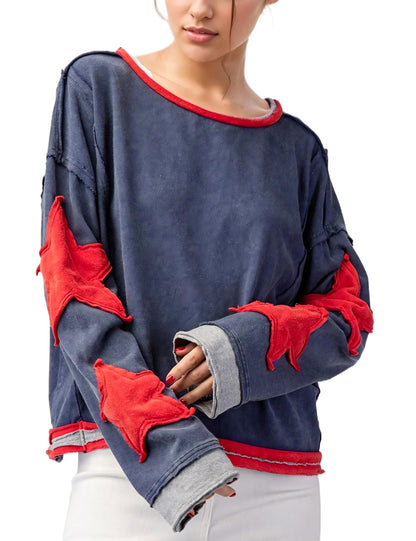 Women Cotton Oversized Sweatshirt Lightweight Crewneck Hoodies