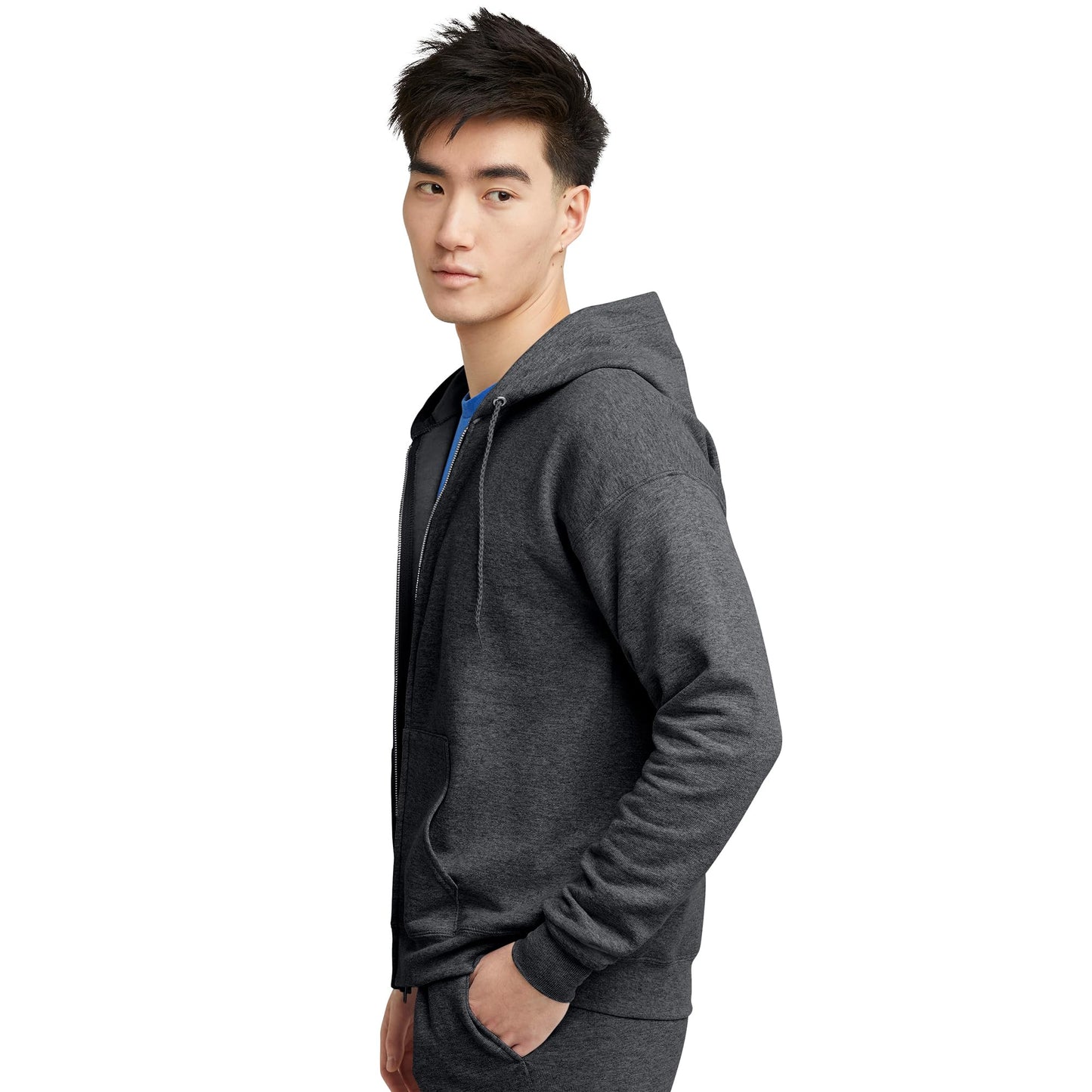 Hanes Men's Zip-Up Hoodie, EcoSmart Fleece Full-Zip Hoodie for Men, Hooded Sweatshirt