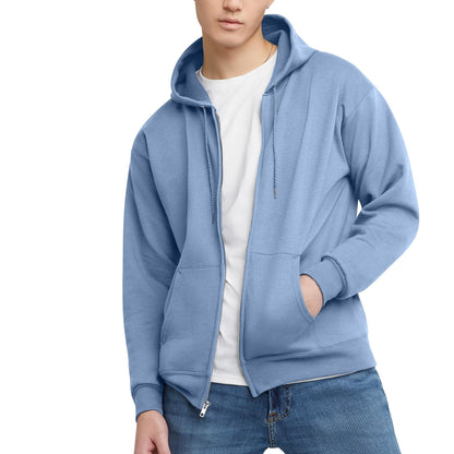 Hanes Men's Zip-Up Hoodie, EcoSmart Fleece Full-Zip Hoodie for Men, Hooded Sweatshirt