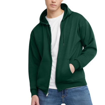 Hanes Men's Zip-Up Hoodie, EcoSmart Fleece Full-Zip Hoodie for Men, Hooded Sweatshirt