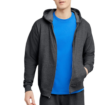 Hanes Men's Zip-Up Hoodie, EcoSmart Fleece Full-Zip Hoodie for Men, Hooded Sweatshirt