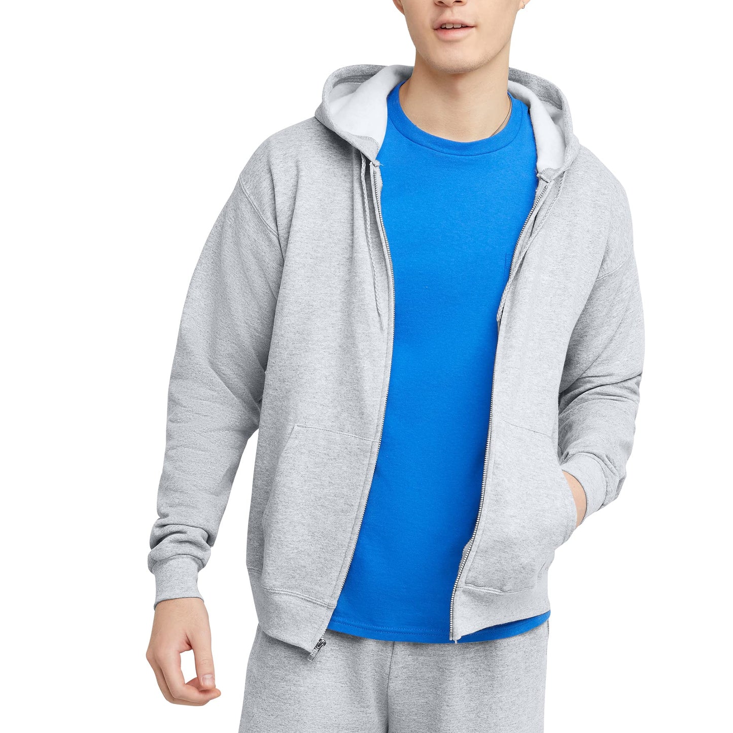 Hanes Men's Zip-Up Hoodie, EcoSmart Fleece Full-Zip Hoodie for Men, Hooded Sweatshirt